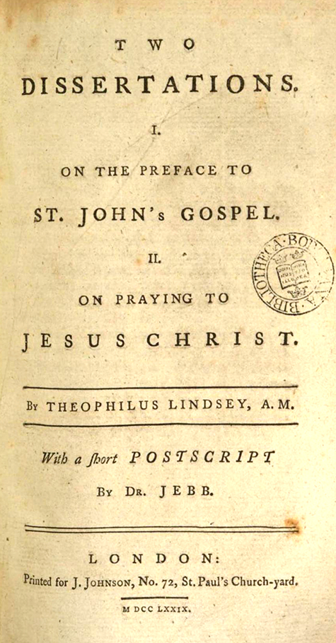 Two Dissertaions on the preface to St. John's Gospel Two Dissertaions on the preface to St. John's Gospel on Praying to Jesus Christ