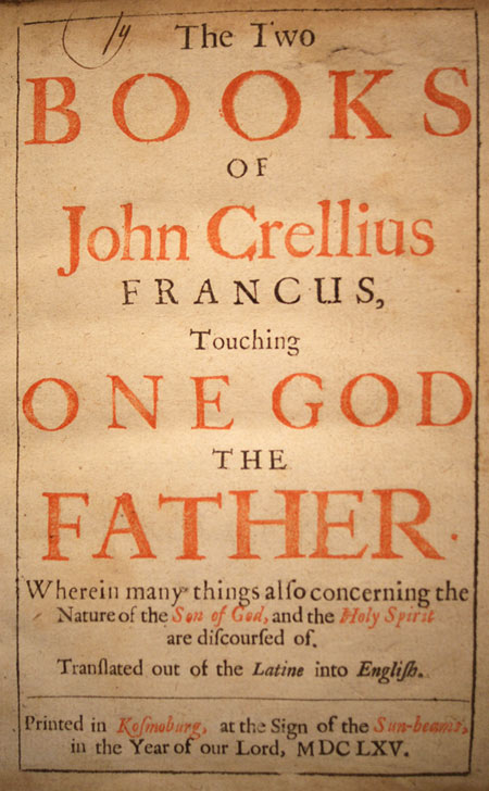 Two books of John Crellius JOHN CRELLIUS